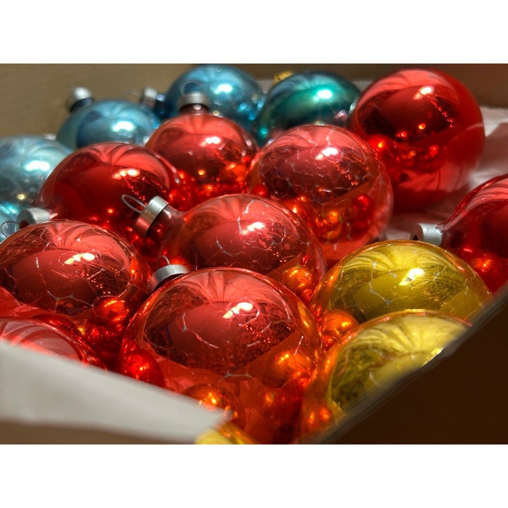 Vintage Lot of 28 Glass Ornaments: Rouch & Similar Unmarked Styles